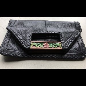 Vintage black leather Cleobella bag